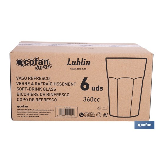 PACK 6 UDS VASO REFRESCO 36 CL MODELO LUBLIN