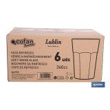 PACK 6 UDS VASO REFRESCO 36 CL MODELO LUBLIN