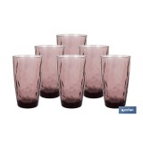 PACK 6 VASOS ALTO VIDRIO 47 CL COLOR PURPURA MODELO JADE