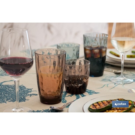 PACK 6 VASOS DE AGUA VIDRIO 30,5 CL COLOR AZUL MODELO JADE