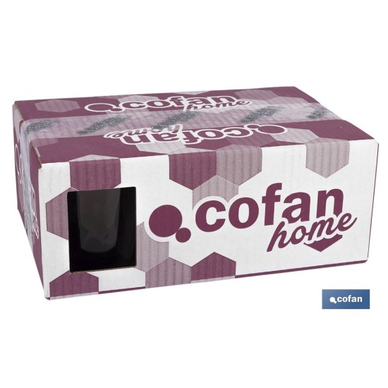 PACK 6 VASOS DE AGUA VIDRIO 30,5 CL COLOR PURPURA MODELO JADE