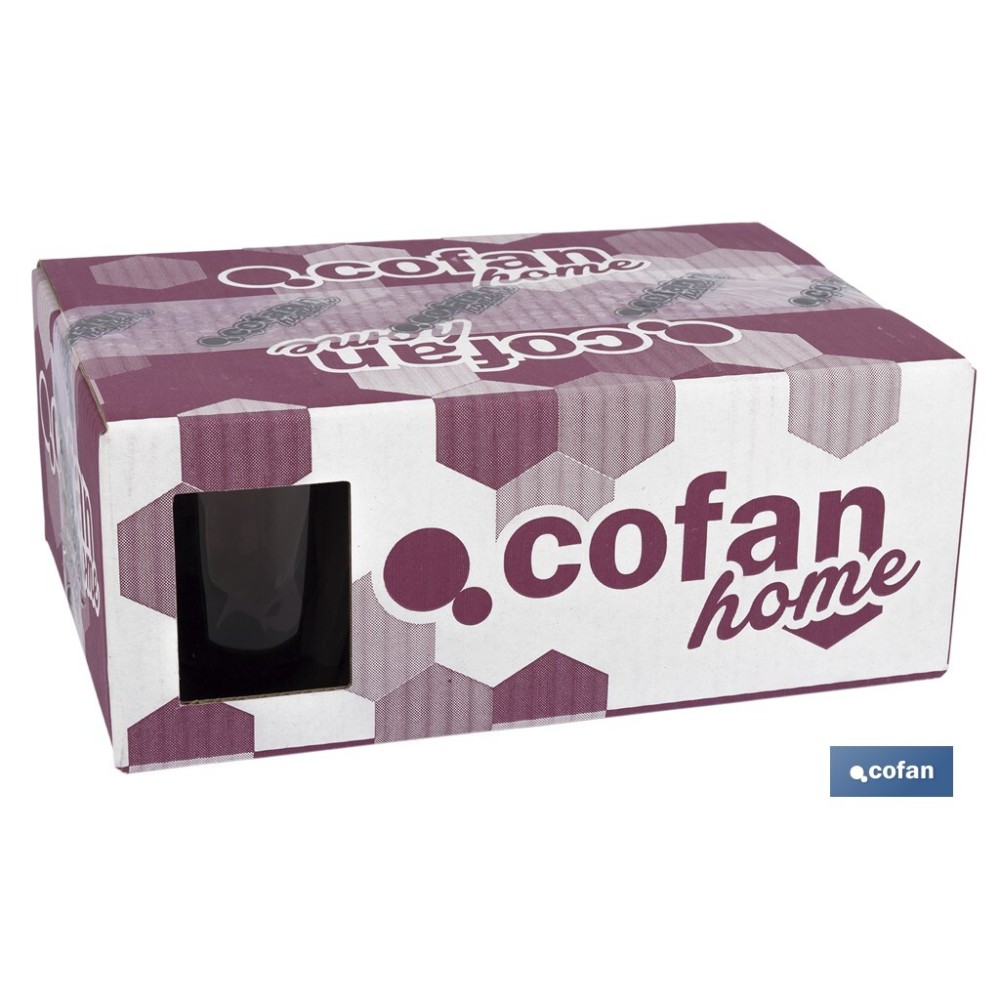 PACK 6 VASOS DE AGUA VIDRIO 30,5 CL COLOR PURPURA MODELO JADE