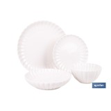 VAJILLA DE PORCELANA EN RELIEVE COLOR BLANCO ESMALTADO 16 PIEZAS