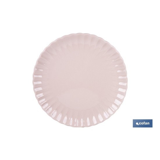 VAJILLA DE PORCELANA EN RELIEVE COLOR ROSA NUDE ESMALTADO 16 PIEZAS