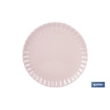 VAJILLA DE PORCELANA EN RELIEVE COLOR ROSA NUDE ESMALTADO 16 PIEZAS