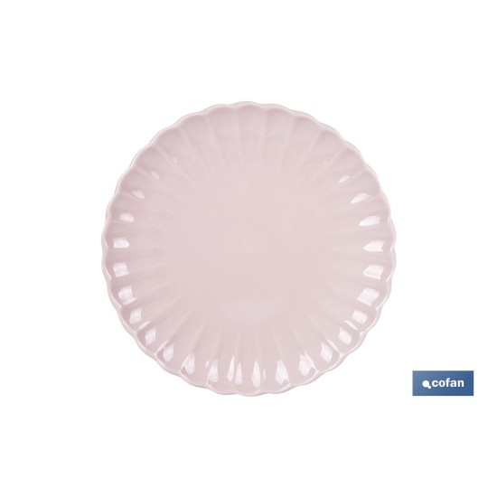 VAJILLA DE PORCELANA EN RELIEVE COLOR ROSA NUDE ESMALTADO 16 PIEZAS