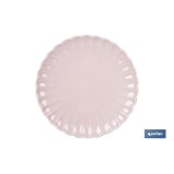 VAJILLA DE PORCELANA EN RELIEVE COLOR ROSA NUDE ESMALTADO 16 PIEZAS