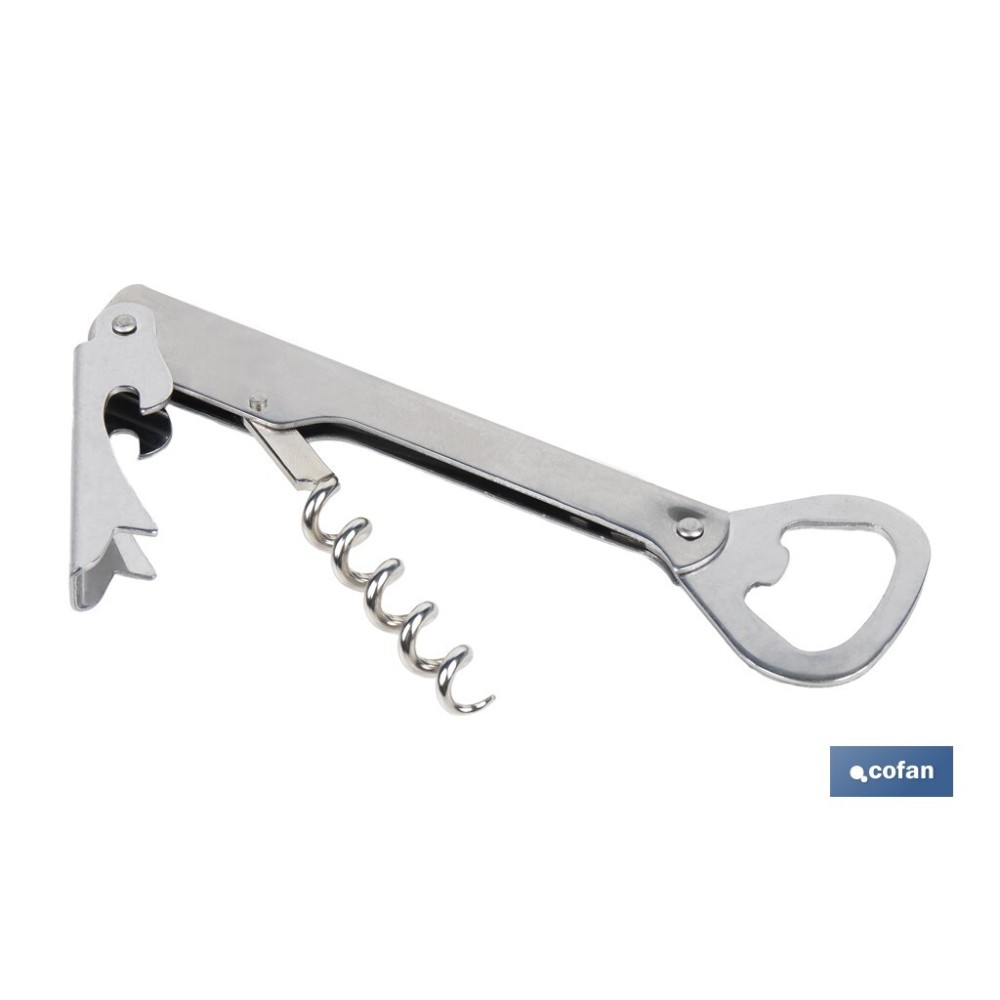 SACACORCHOS DE ACERO INOXIDABLE CON ABRIDOR 14 CM