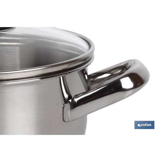 CACEROLA INOX INDUC. 1.3L MODELO POLENTA T/ VIDRIO Ø160 MM