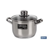 OLLA  INOX INDUCCIÓN 5.3 L MOD POLENTA TAPA DE VIDRIO Ø220 MM