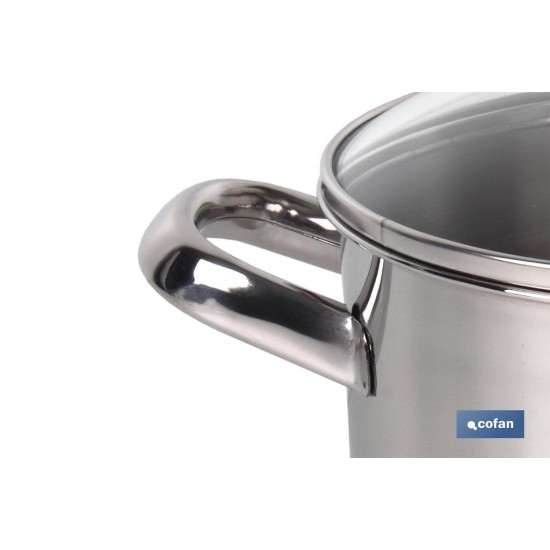 OLLA  INOX INDUCCIÓN 6.9 L MOD POLENTA TAPA DE VIDRIO Ø240 MM