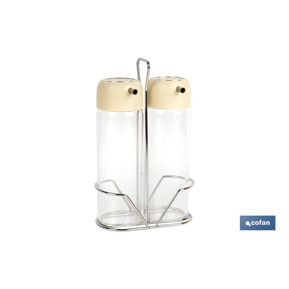 SET DE ACEITERA Y VINAGRERA  GAMA LAUREL COLOR BEIGE