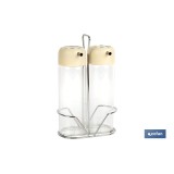 SET DE ACEITERA Y VINAGRERA  GAMA LAUREL COLOR BEIGE