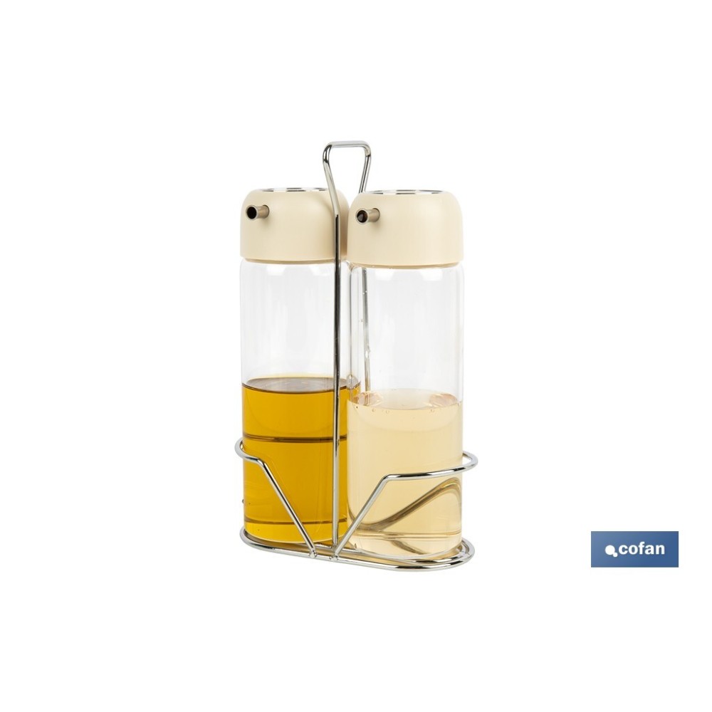 SET DE ACEITERA Y VINAGRERA  GAMA LAUREL COLOR BEIGE