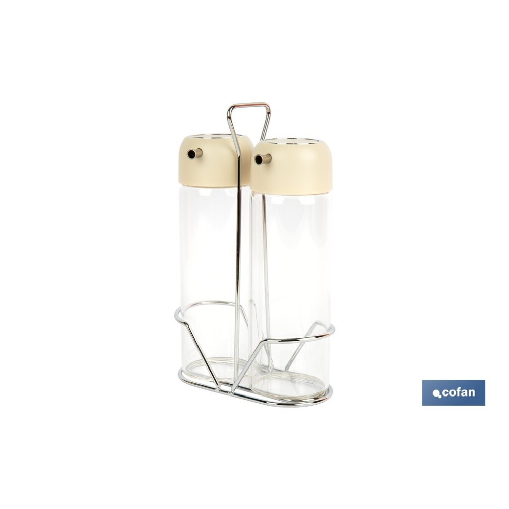 SET DE ACEITERA Y VINAGRERA  GAMA LAUREL COLOR BEIGE