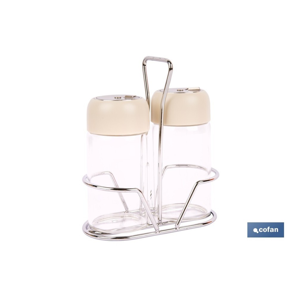SET DE SALERO Y PIMENTERO GAMA LAUREL COLOR BEIGE