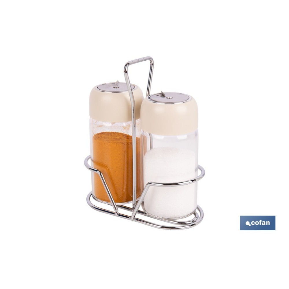 SET DE SALERO Y PIMENTERO GAMA LAUREL COLOR BEIGE