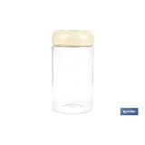BOTE DE VIDRIO BOROSILICATO CON TAPA BEIGE GAMA LAUREL 1000 ML