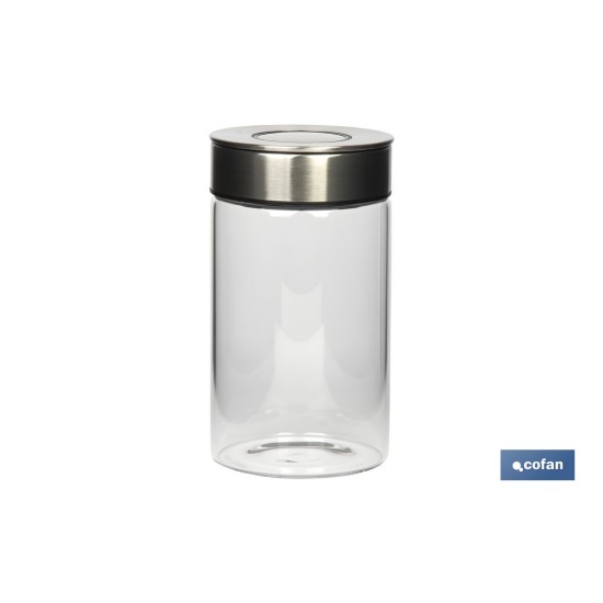 FRASCO BOROSILICATO+ACERO MODELO CICER 1000 ML 18.5 X 10 CM
