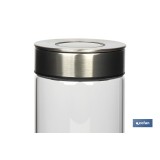 FRASCO BOROSILICATO+ACERO MODELO CICER 1000 ML 18.5 X 10 CM