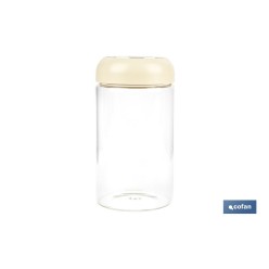 BOTE DE VIDRIO BOROSILICATO TAPA BEIGE GAMA LAUREL 1000 ML