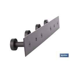 PERCHA DE PARED CON 4 POMOS NEGRO ACERO 21.6 X 2,7 X 2,8 CM
