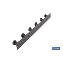 PERCHA DE PARED CON 6 POMOS NEGRO ACERO 33,5 X 2,7 X 2,8 CM