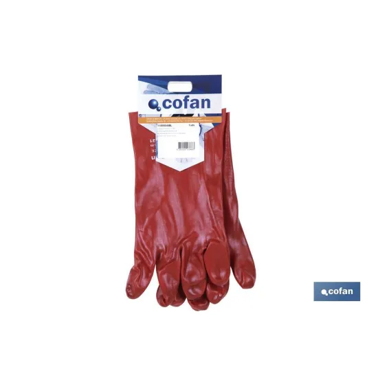 GUANTE PVC ESTANCO ROJO DE 27 Cms. (PACK: 12 UDS) - Almacén de Ferretería Acor