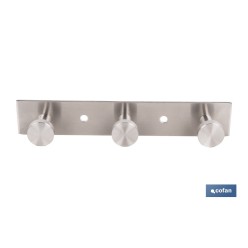 PERCHERO DE PARED DE ACERO INOXIDABLE 304 CON 3 POMOS 15,6 X 2,7 X 2,8 CM