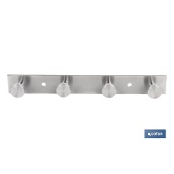 PERCHERO DE PARED DE ACERO INOXIDABLE 304 CON 4 POMOS 21,6 X 2,7 X 2,8 CM