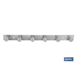 PERCHERO DE PARED DE ACERO INOXIDABLE 304 CON 6 POMOS 33,51 X 2,7 X 2,8 CM