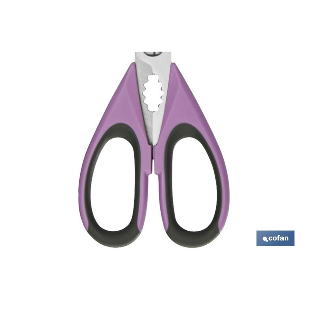 TIJERAS MORADAS DE ACERO INOX. MODELO SENA 22 CM