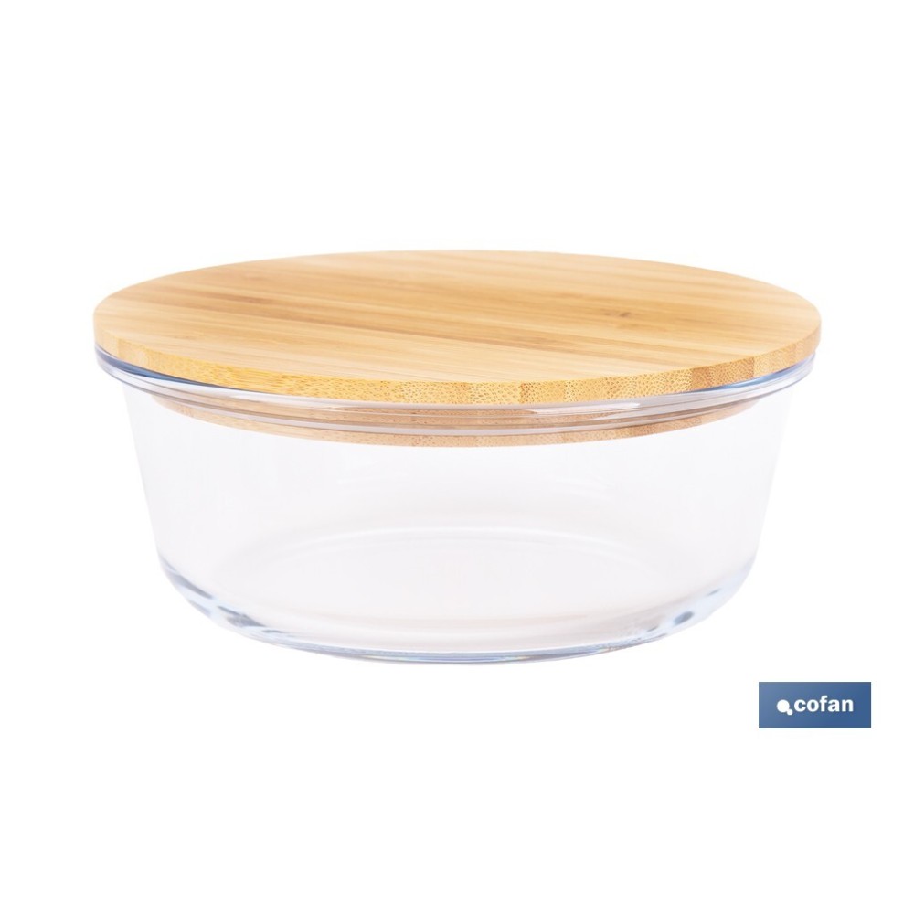 SET DE 2 RECIPIENTES DE BOROSILICATO CON TAPA DE BAMBÚ MODELO PANDA 620 ML - 950 ML