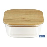 SET DE 2 RECIPIENTES DE BOROSILICATO CON TAPA DE BAMBÚ MODELO PANDA 520 ML - 800 ML