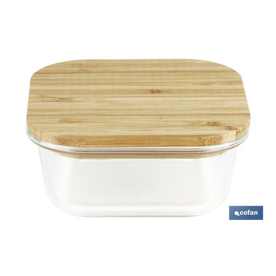 SET DE 2 RECIPIENTES DE BOROSILICATO CON TAPA DE BAMBÚ MODELO PANDA 520 ML - 800 ML