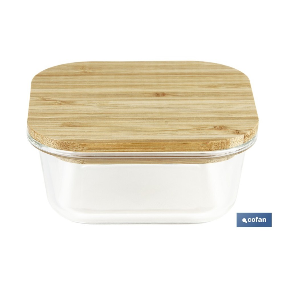 SET DE 2 RECIPIENTES DE BOROSILICATO CON TAPA DE BAMBÚ MODELO PANDA 520 ML - 800 ML