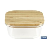 SET DE 2 RECIPIENTES DE BOROSILICATO CON TAPA DE BAMBÚ MODELO PANDA 520 ML - 800 ML