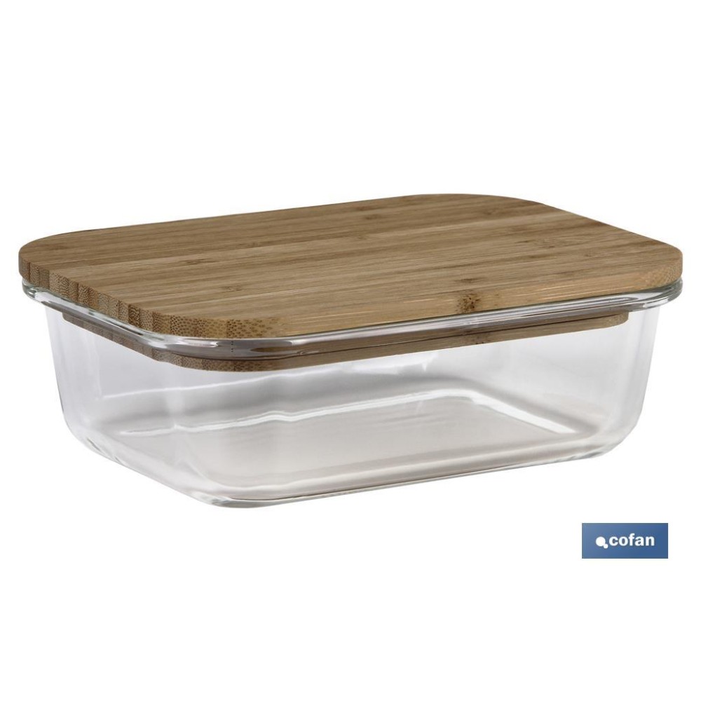 SET DE 3 RECIPIENTES DE BOROSILICATO CON TAPA DE BAMBÚ MODELO PANDA 640 ML-1040 ML -1520 ML