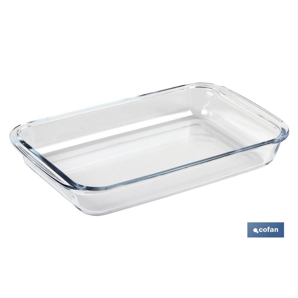 SET DE 3 FUENTES RECTANGULARES DE VIDRIO BOROSILICATO MODELO BARITINA 1600ML-2200ML-3000ML