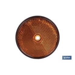 CATADIÓPTRICO REDONDO ÁMBAR Ø60 MM CON AGUJERO SIN TORNILLO