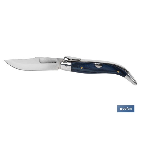 NAVAJA CLÁSICA DE TEJA CON 8 CM. DE HOJA COLOR AZUL