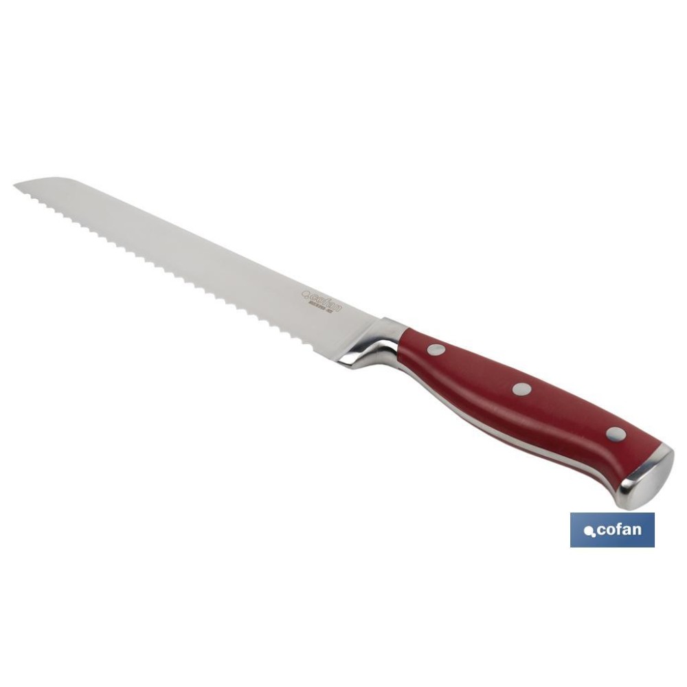 CUCHILLO PANERO HOJA 21cm MODELO AGUACEJO ROJO