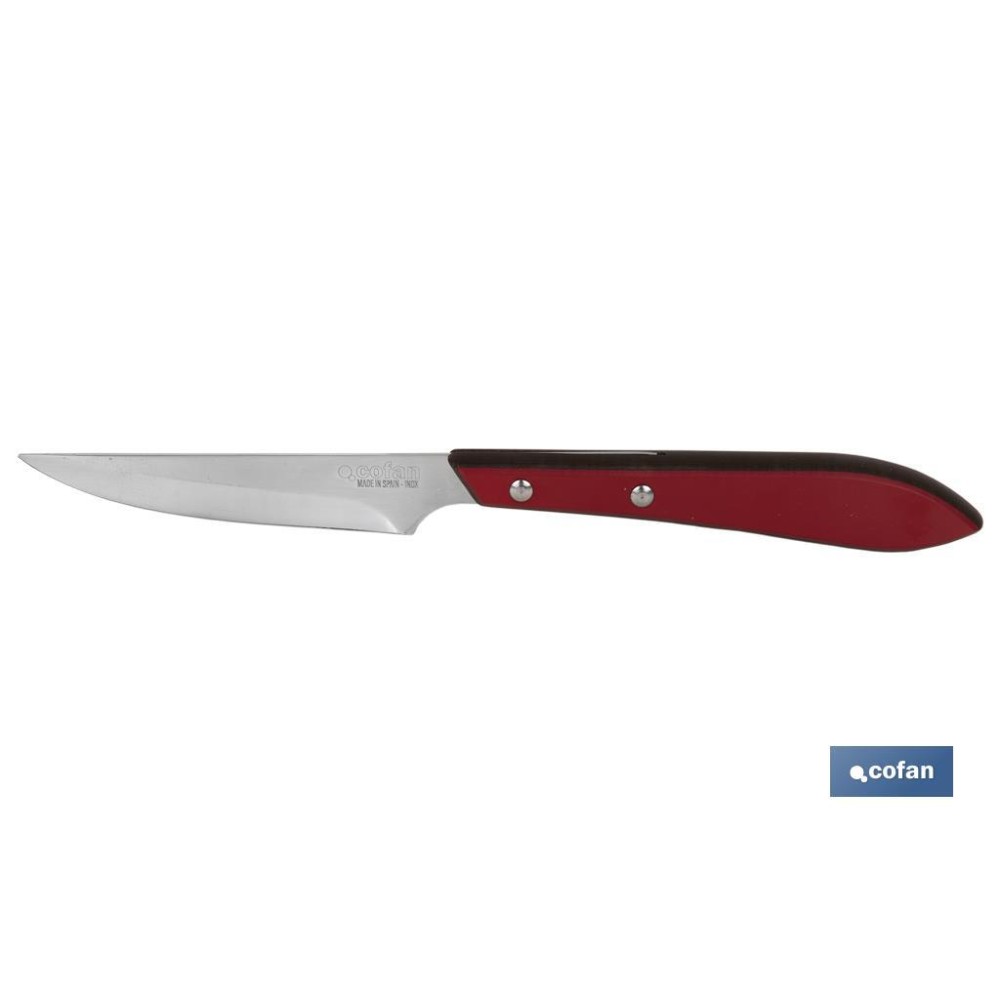 PACK 3 CUCHILLO DE MESA CON FILO HOJA 10cm  MODELO GULASH ROJO