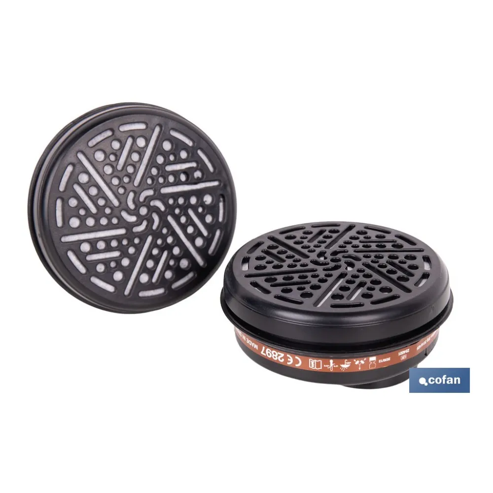 SET DE 2 FILTROS TIPO A1 (ADAPTABLES A MÁSCARA FACIAL) (PACK: 1 UDS) - Almacén de Ferretería Acor