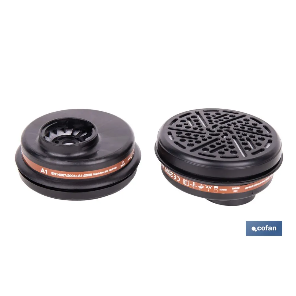 SET DE 2 FILTROS TIPO A1 (ADAPTABLES A MÁSCARA FACIAL) (PACK: 1 UDS) - Almacén de Ferretería Acor