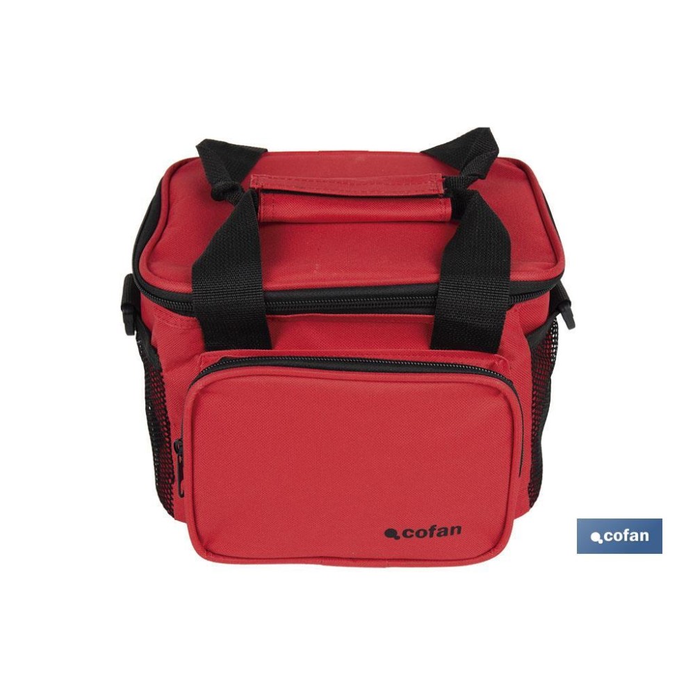 NEVERA TEXTIL PORTÁTIL MULTIBOLSILLOS COLOR ROJO 5 L