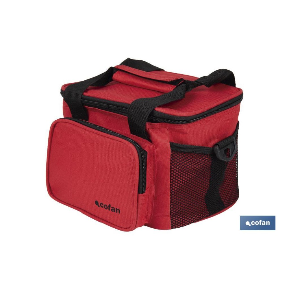 NEVERA TEXTIL PORTÁTIL MULTIBOLSILLOS COLOR ROJO 5 L