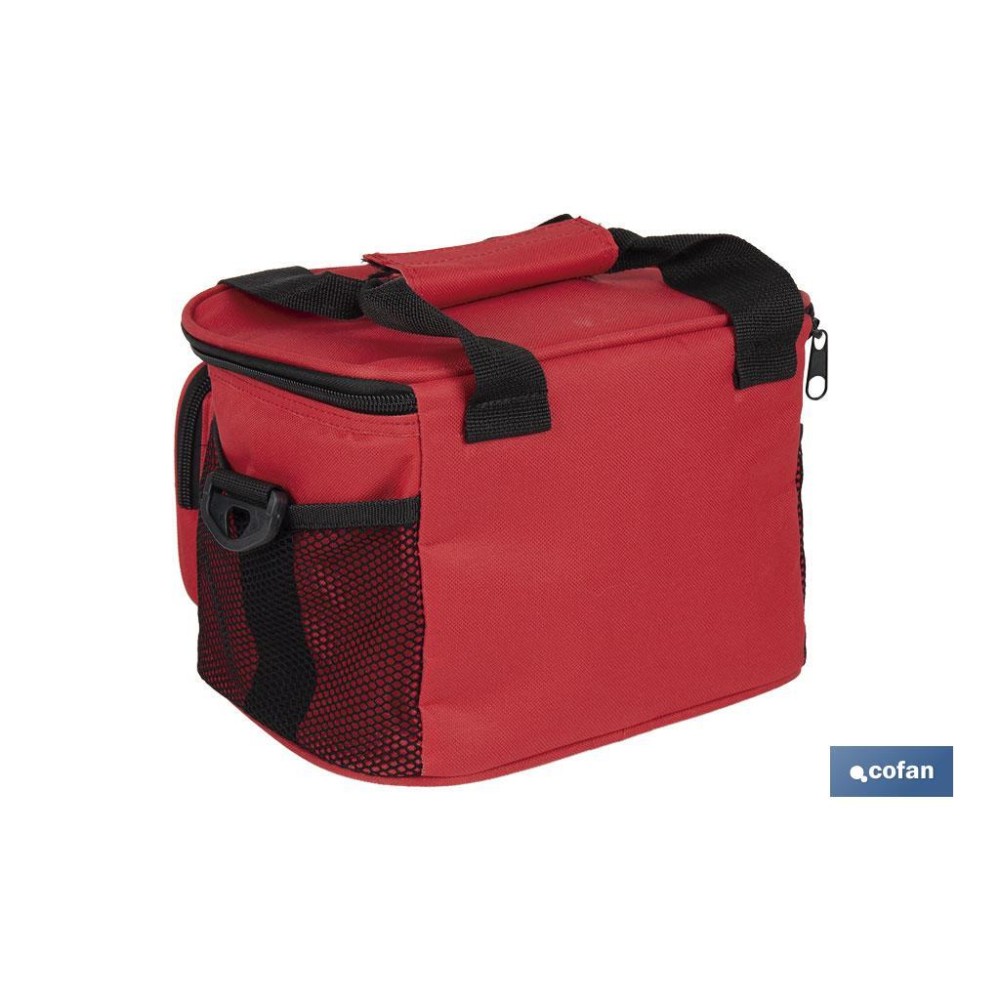 NEVERA TEXTIL PORTÁTIL MULTIBOLSILLOS COLOR ROJO 5 L