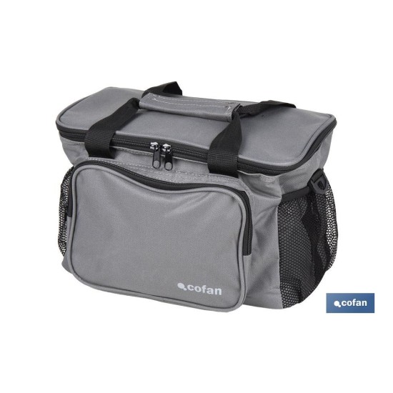 NEVERA TEXTIL PORTÁTIL MULTIBOLSILLOS COLOR GRIS OSCURO 15 L