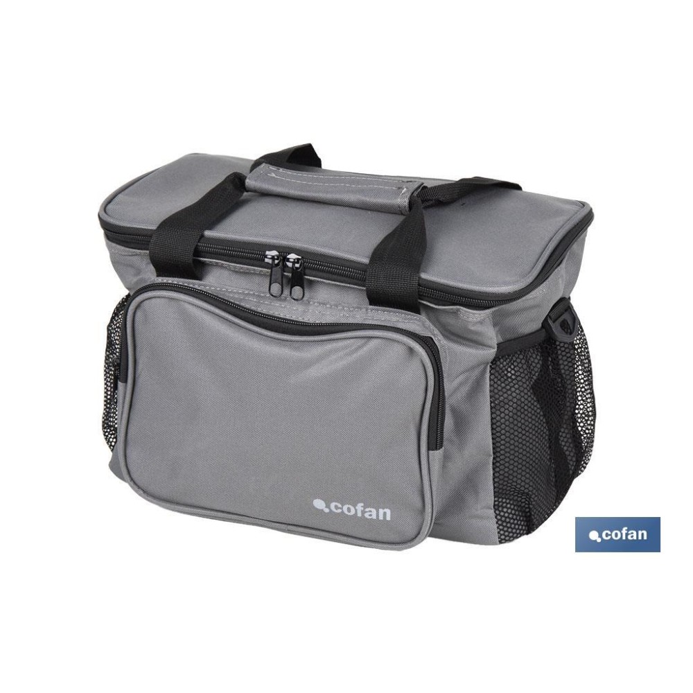 NEVERA TEXTIL PORTÁTIL MULTIBOLSILLOS COLOR GRIS OSCURO 15 L